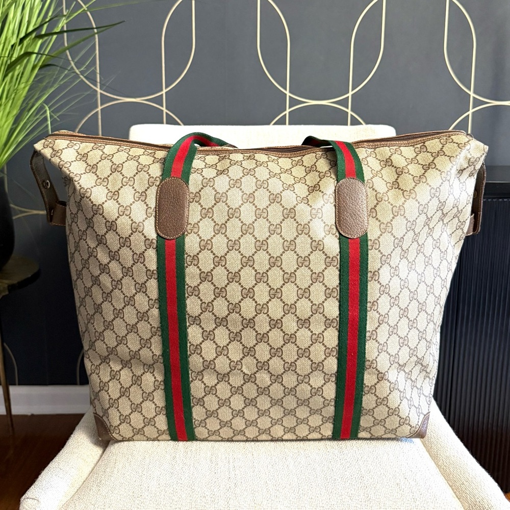 Authentic GUCCI travel bag/ XL tote brown monogram coated canvas - Picture 5 of 16